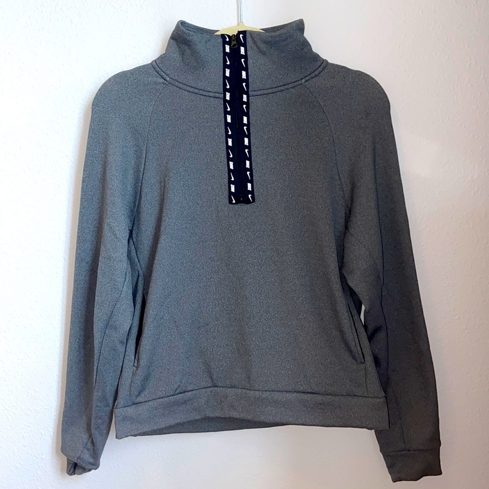 Nike Grey Neck Zip Crewneck